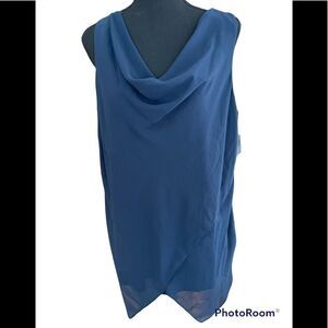 NEW with tags Alfani Woman Soft Dressing navy tank with chiffon overlay, size 0X